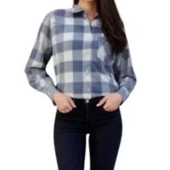 Untuckit Volnay Button-Up Shirt | Blue & White Plaid | Size 12 - Picture 1 of 8